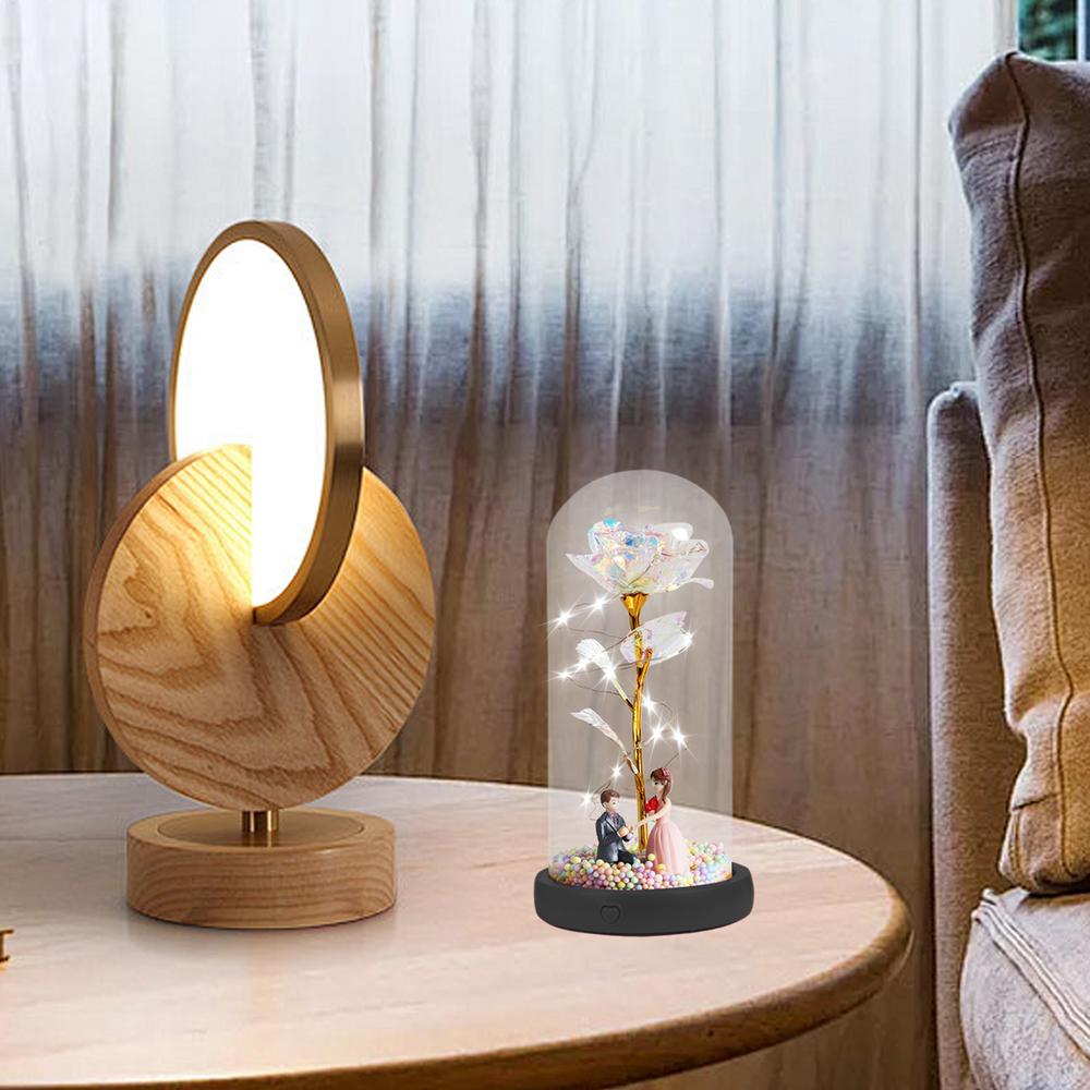 Preserved Flowers In Glass Dome Musical Artificial Flower Light LED Light String Romantic Eternal Floral Lamp For Women Mom