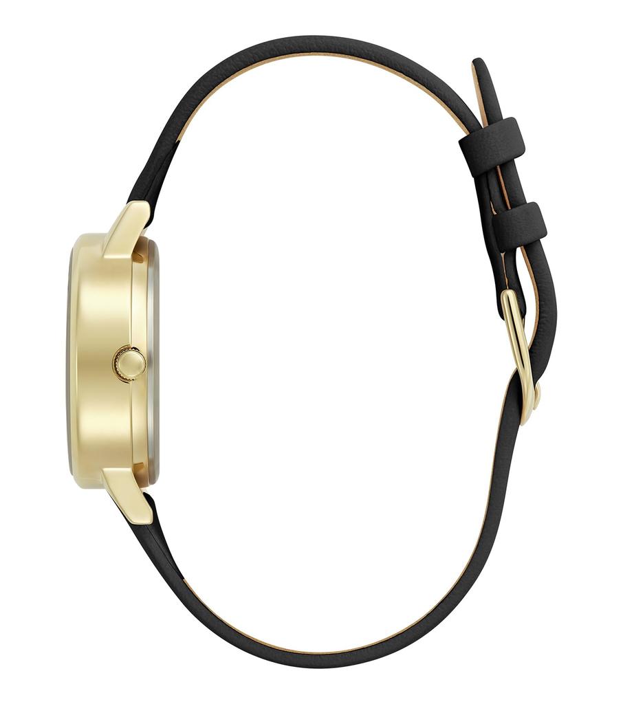 Authorized Distributor Olivia Burton Watch Ladies 24000222 3D Flower Midi Gold Black Leather [OLIVIA BURTON]