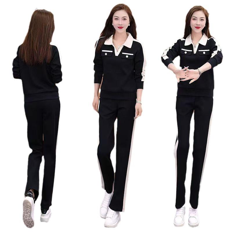 2024 Women's Slim Fit Sports Suit: Fashionable Spring & Autumn Casual Two-Piece Long-Sleeve Sweater Set