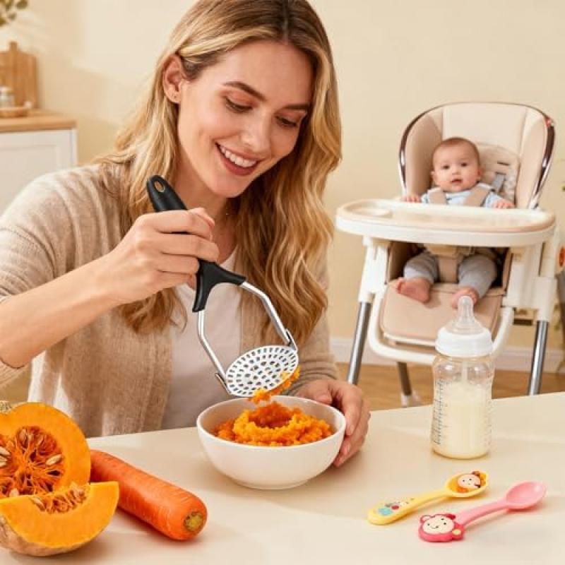 Kartoffelpüree Manual Stainless Steel Kitchen Masher Multi-Purpose Food Crusher Tool for Avocado Potato Pumpkin Carrot Home Kitchen Essential