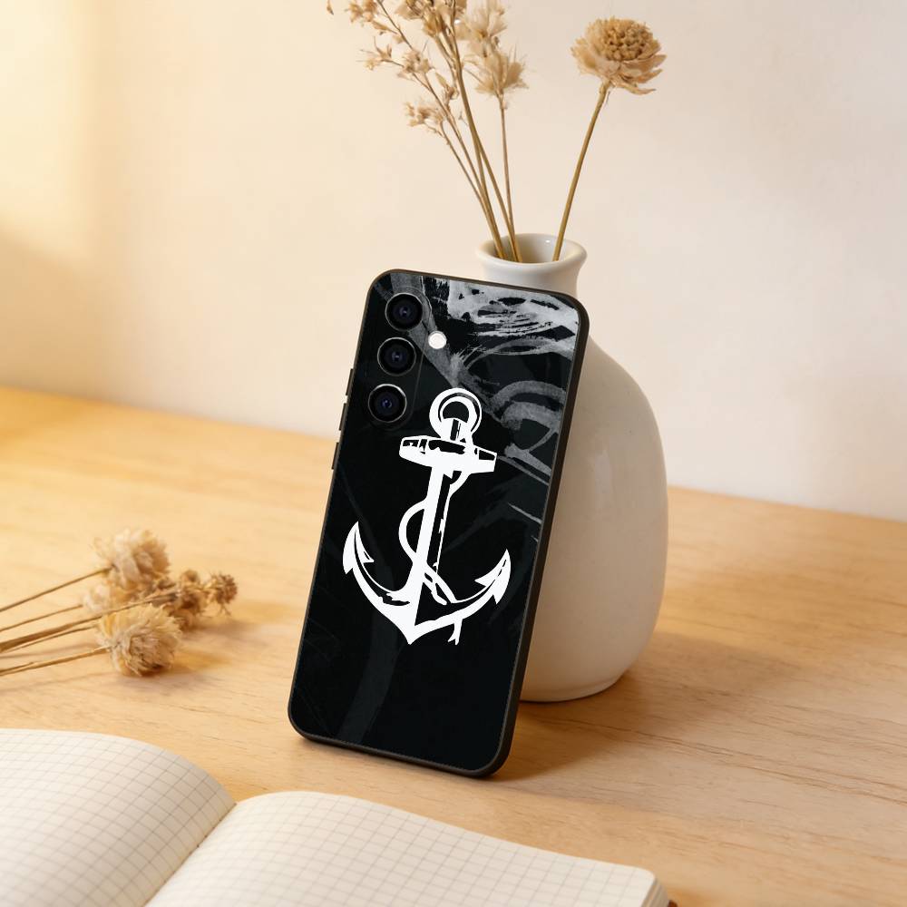 Painting Art Anchor Phone Case For Samsung Galaxy A73,A72,A71,A70,A53,A52,A51,Soft Silicone Black Cover