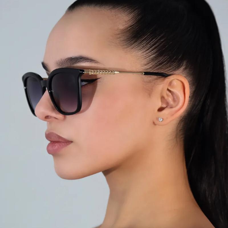 Protective Glasses 2pcs Fashion Female Square Sunglasses Women Men Color Gradient Sun Glasses Alloy Frame Simple Style Shades