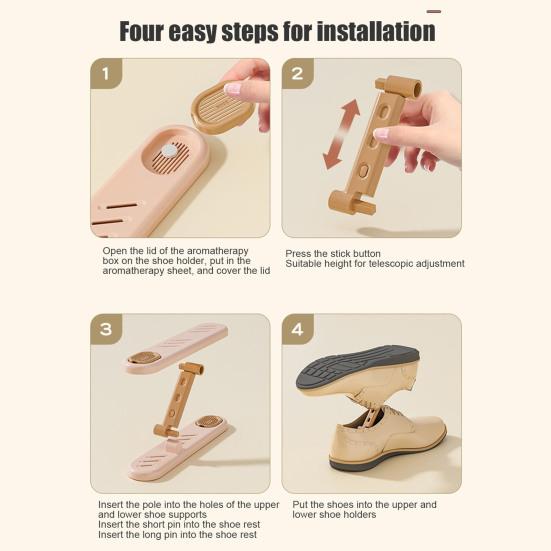Adjustable 3-Level Shoe Organizer Shoe Holder Stacker with Aroma Box Space Saving Shoes Stacking Rack for Shoe Cabinet