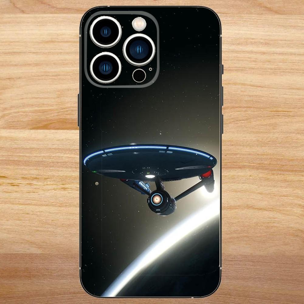 Custodia per Telefono Star Trek Ships Per iPhone 16,15,14,13,12,11,Pro,Max,Plus,Mini,X,XS,XR,8,7,6,S,Plus,SE Custodia Nera Morbida