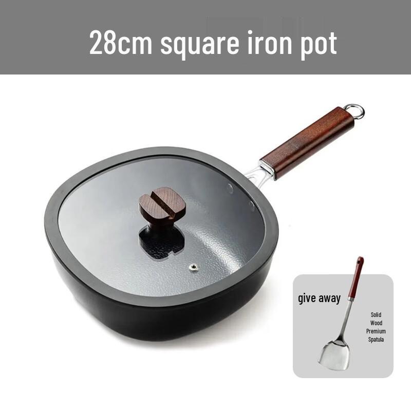 

ZISIZ 28cm Wrought Iron Multi-functional Wok