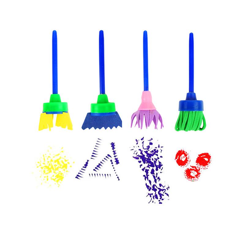 4 Stück Kinder Schwamm Stempel Pinsel DIY Malen Kritzelkunst Fingerabdruck Basteln Waschbare Kleinkind Kunstbedarf Kinder Zeichen- & Malwerkzeuge
