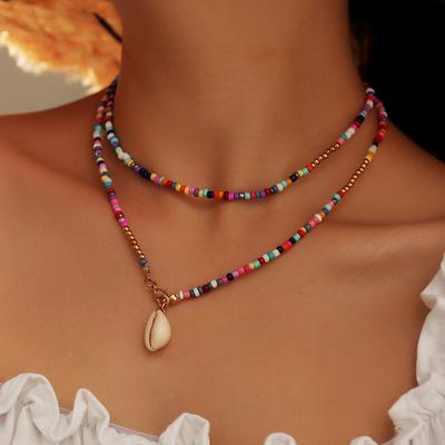 1-piece Colorful Seashell and Seed Bead Necklace - Bohemian Style European and American Jewelry, the Perfect Fashionable Accesso