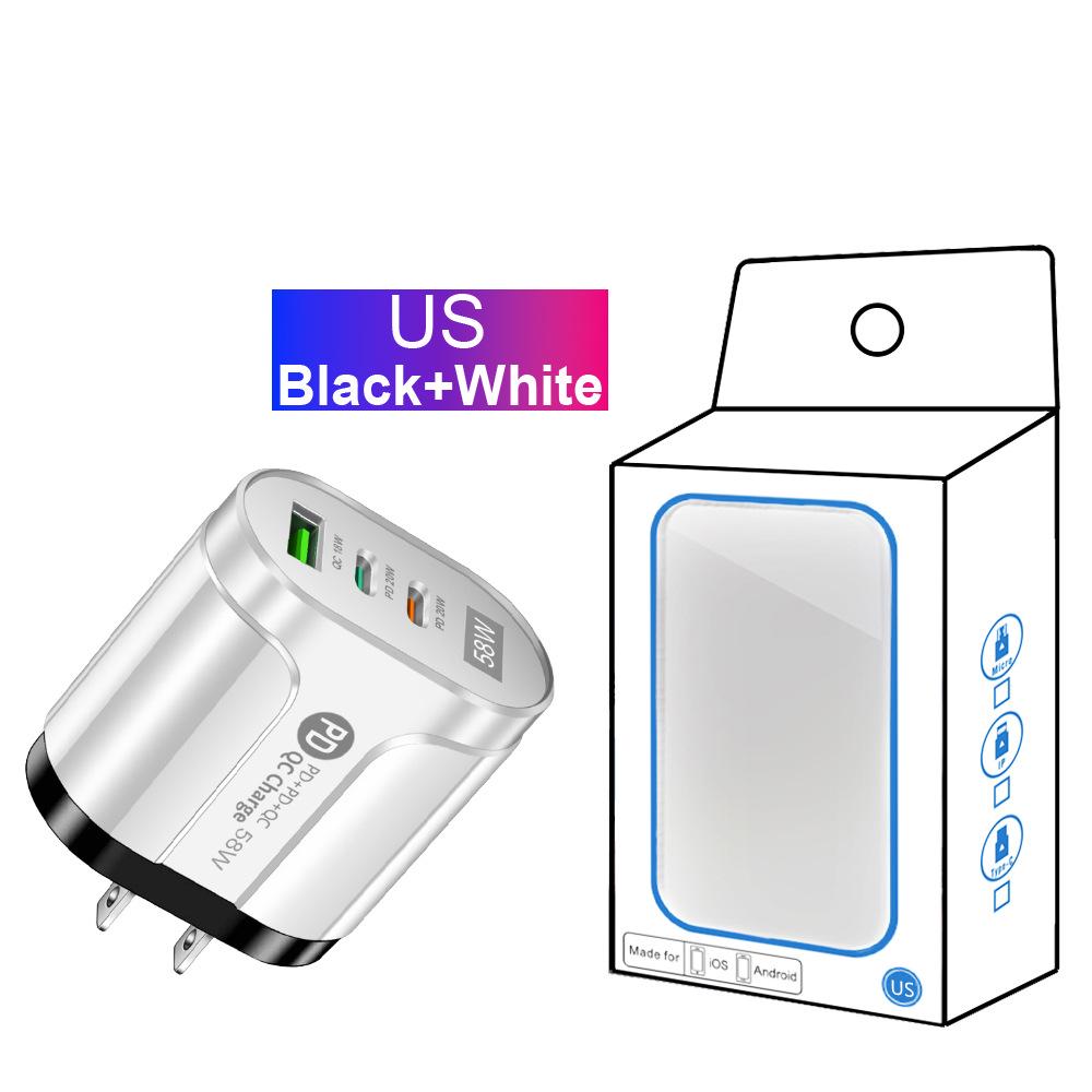 58W Dual Fast Charger: 2PD + QC3.0 for EU/US/UK/AU Plugs