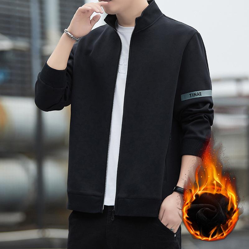 Youth Fleece Sweater Men's Stand-up Collar Zipper Cardigan Autumn Sports Jacket