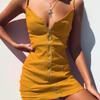 Summer New Women's Dress Sexy Bodycon Ring Detail Zipper Cami Dress Hot in Europe America