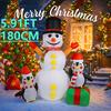 5.91FT Yard Party Decoration Inflatable Snowman Penguins Toy LED Light Xmas Home Supplies Xmas Ornament Christmas Holiday Gift