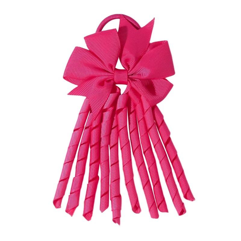 Ribbon-Tassel Hairbands Popular Sweet Cute Rainbow Curly Ribbon Double Ponytail Holder Baby Girls Rubber Bands Hair Accessories