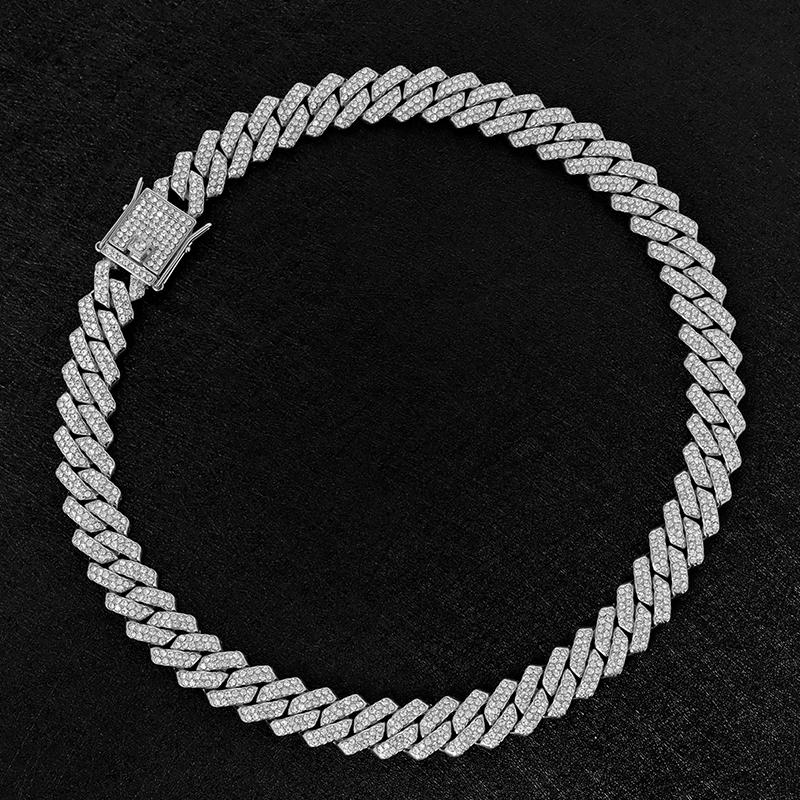 New Design Rhinestone Diamond Necklace for Men Mixed Inlaid Gold Iced Out Baguette Cuban Link Chain