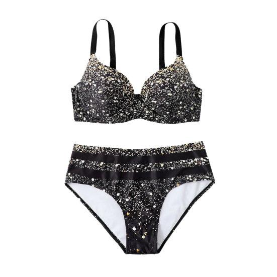 1 Set Costume da Bagno Tipo Spezzato Push Up Vita Alta Imbottito Sul Petto No