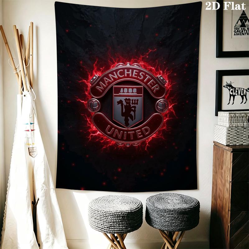 Manchester United Wandteppich Ästhetischer Wandbehang Gedruckter Stoffdecke Dekorative Wandteppiche für Schlafzimmer Wohnzimmer Heimdekoration