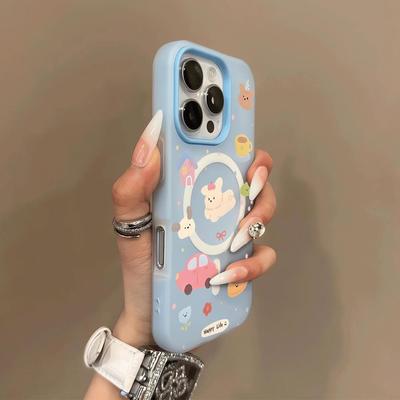 Cartoon High-end Magnetic Jelly Two-in-one Mobile Phone Case for Apple Magnetic Mobile Phone Case 16promax Frosted Mobile Phone Case