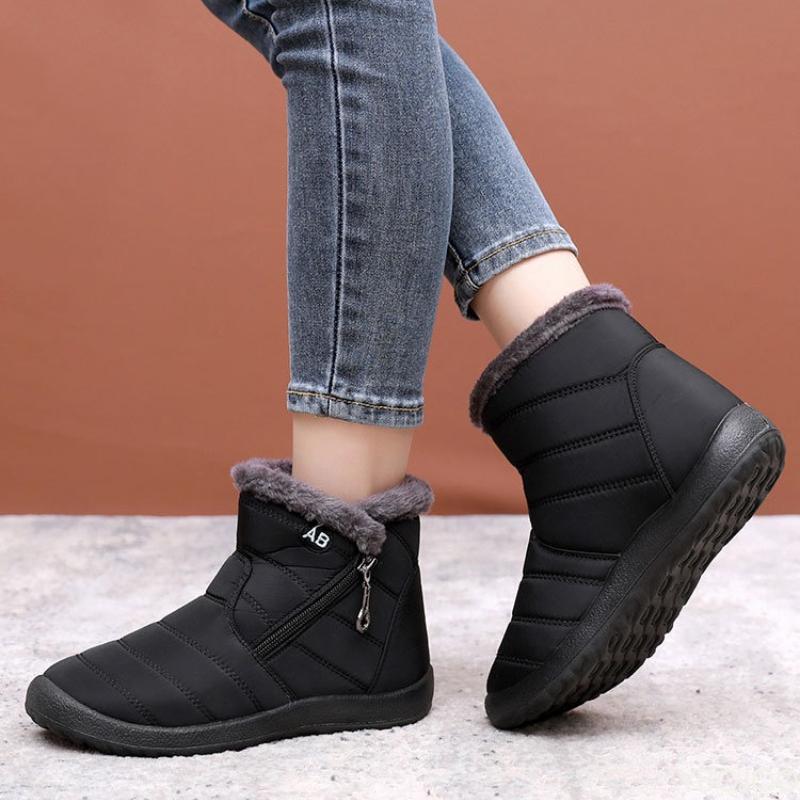 

Модные женские зимние ботинки на высокой платформе с боковой молнией, новая модель, толстая подошва, легкие, водонепроницаемые, удобные, противоскользящие 41 чёрный