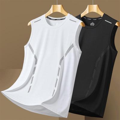 Men's Quick-Dry Sleeveless Sports Vest & Loose Fit T-Shirt Set - Plus Size, Ice Silk, Perfect for Summer Running & Fitness.