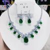 Luxury Waterdrop Pendant Jewelry Set Earring Pink Necklace For Women Bridal Wedding Exquisite Fashion Zircon Party Banquet Gift