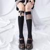 Trendy Black Mesh Velvet Mid-Tube Socks - JK Dark Series