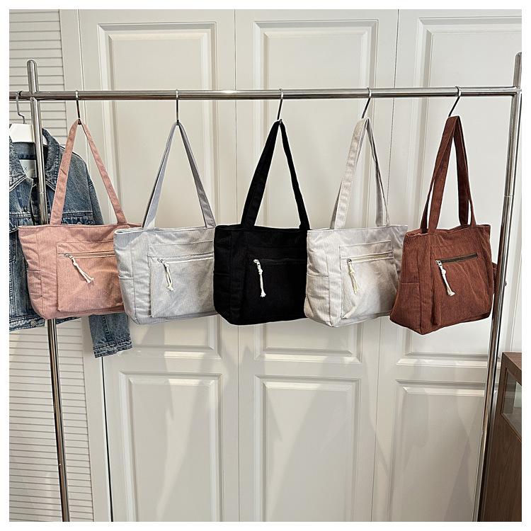 Einfache einfarbige Cord-Umhängetaschen für Damen, große Kapazität, Mehrzwecktasche, Damen-Tragetasche, lässige tragbare Damen-Handtaschen