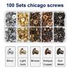 Pacote com 100 Parafusos Chicago M5x4mm Resistentes de Liga de Zinco Rebites para Encadernação para Bolsas de Couro Livros Golas Uso Fosco
