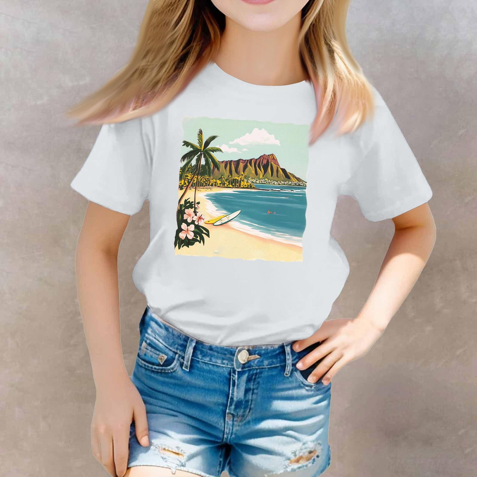 

Футболка с короткими рукавами и круглым вырезом для девочек в стиле кэжуал 160 белый