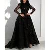 Spring Summer New European American Style Women's Long Sleeve Sequined Big Hem Evening Gown Formal Dress