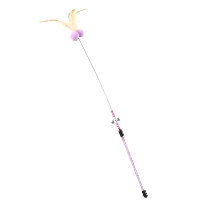 Cat Toy Cats Feather Toy Steel Wire Cat Toys with Bell Stick Scratch Bite Feather Toys for Cats Teaser Stick Ball Pet Products