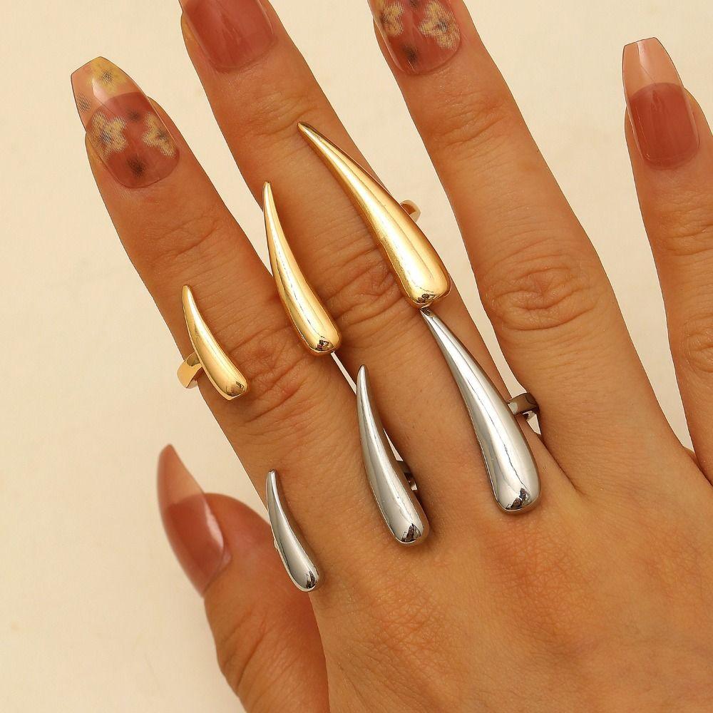 Scharfe Dornen Klauenförmiger Verbundener Ring Glänzendes Finish Unregelmäßige Geometrische Ringe Hip-Hop Stil
