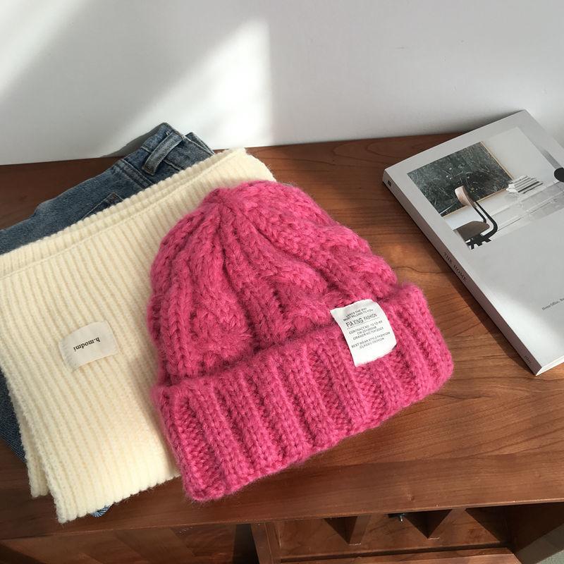 Women's Thick Knitted Wool Hat In Autumn and Winter Versatile Big Head Circumference Green Ins Trendy Face Small Ins Style