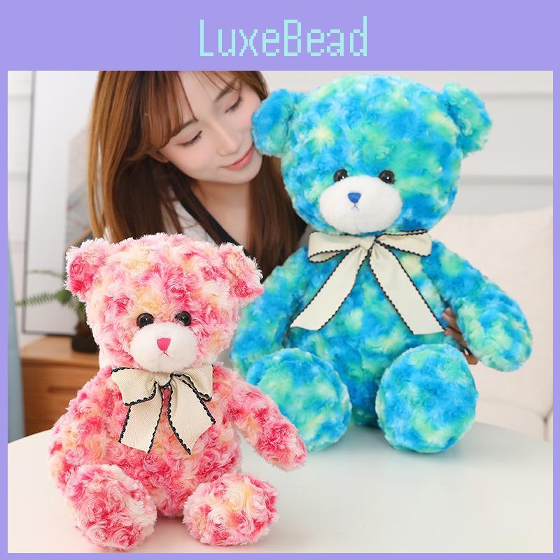 Colorful Ribbon Bow Teddy Bear Plush Toy Stuffed Animal Doll Decoration Gift