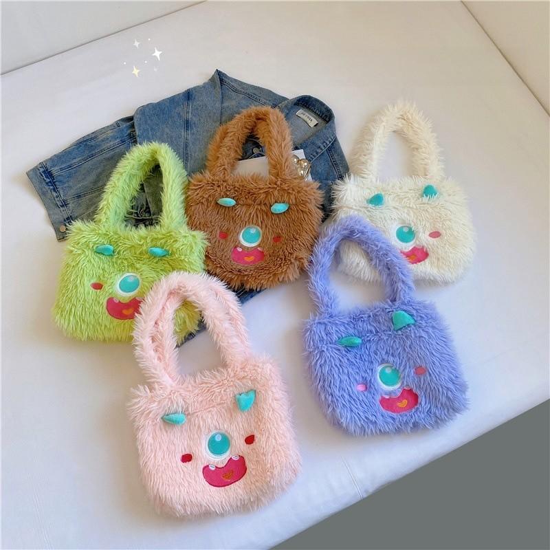 Soft Monster Character Tote Bag With Inner Phone Pocket For Girls And Teens