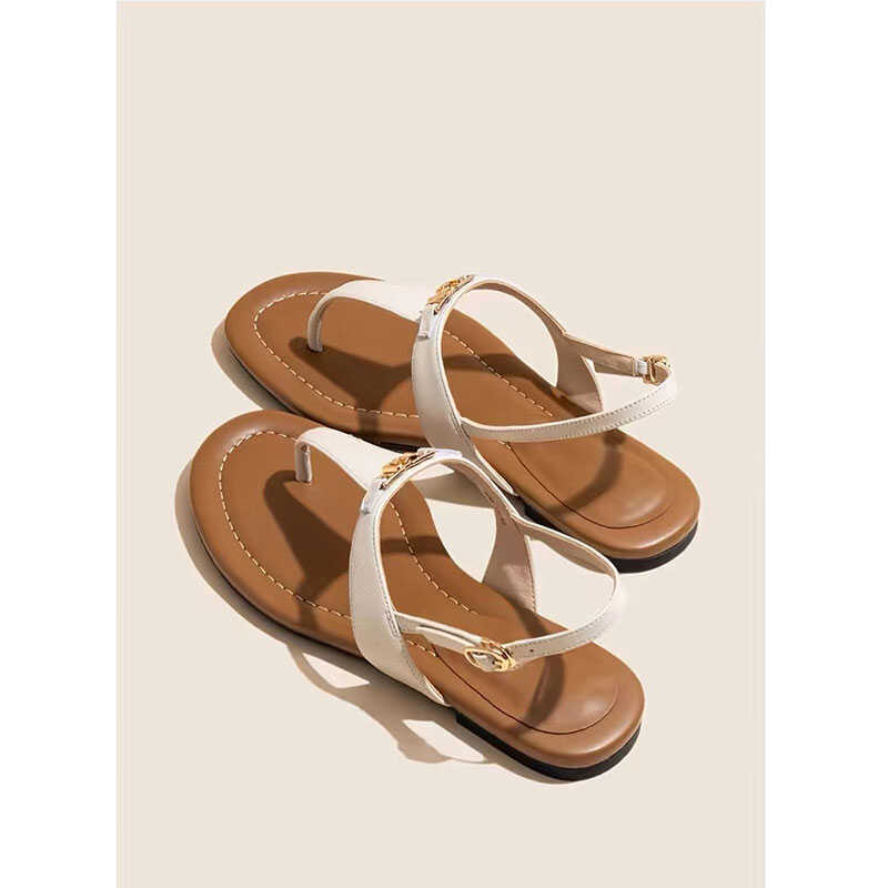 

Sheepskin version~ Leather flip-flop sandals Women s flat sandals Holiday beach shoes 40