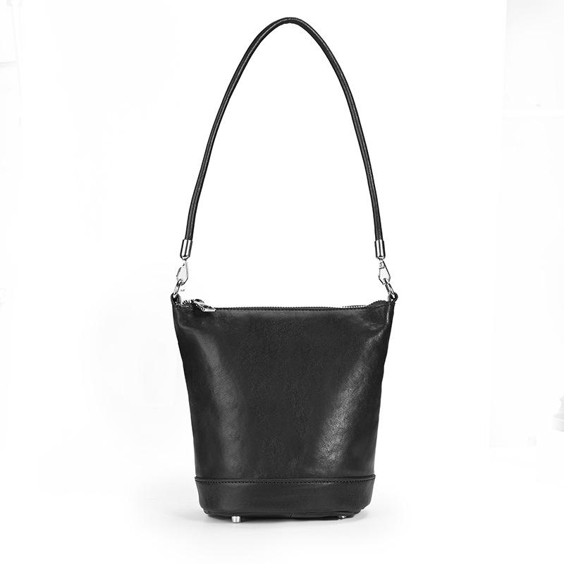 

2026 Сумка-відро зі справжньої шкіри: Шикарна сумка через плече, ручна сумка та крос-боді для жінок Size 1 чорний