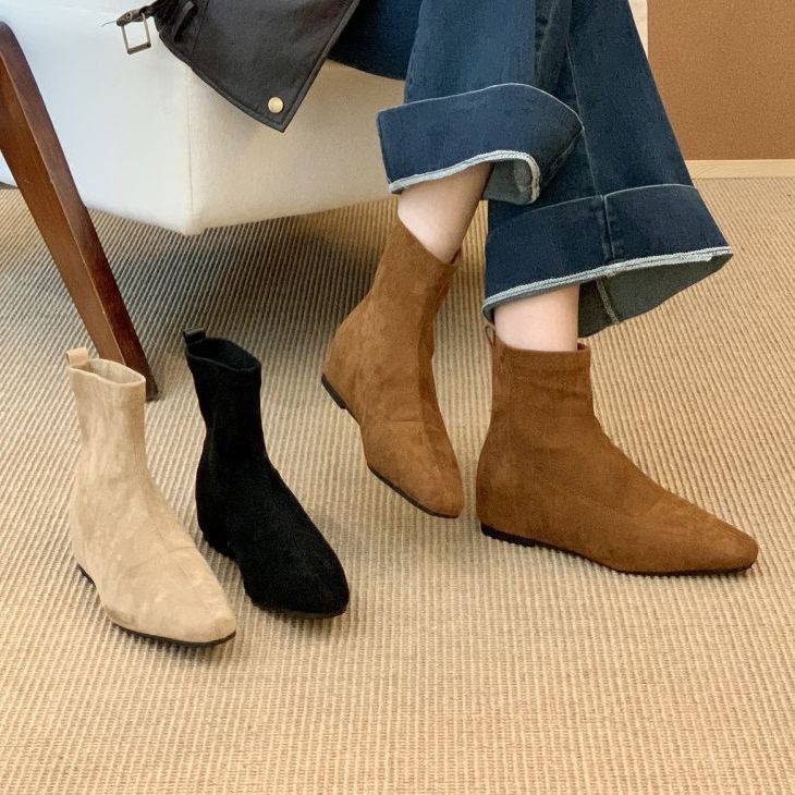 Height-increasing retro brown Martin boots women's shoes 2025 new temperament thin French small short boots spring and autumn single boots