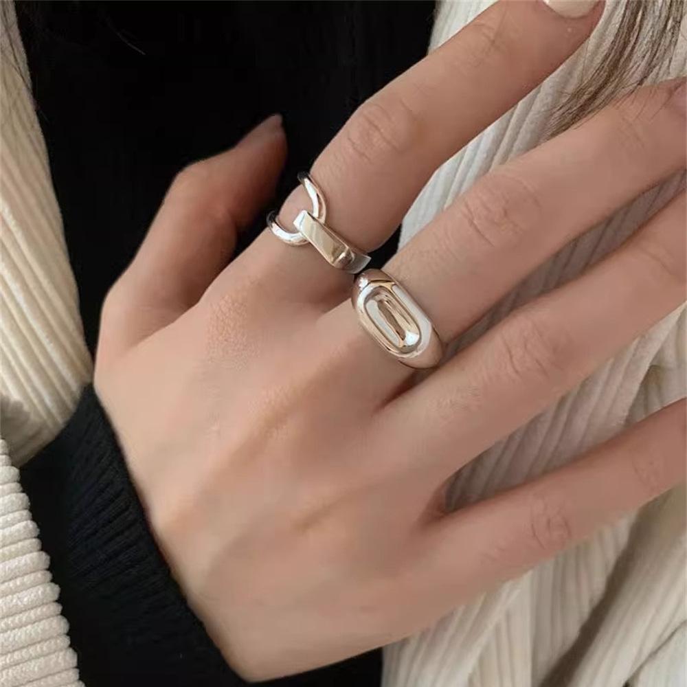 Korean Personality Geometric Ring Cross Ring Light Versatile Simple Open Ring