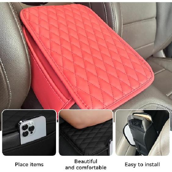 Upgraded Car Center Console Cover, Microfiber Leather Car Armrest Cover Red