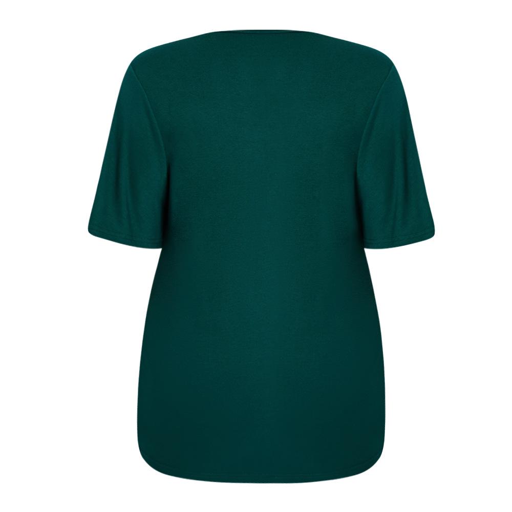 2023 Women's Plus Size Lace Trim Flared Short Sleeve Top