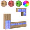 Wall Mounted TV Units Set of 6 Artisan Oak Wood Composite