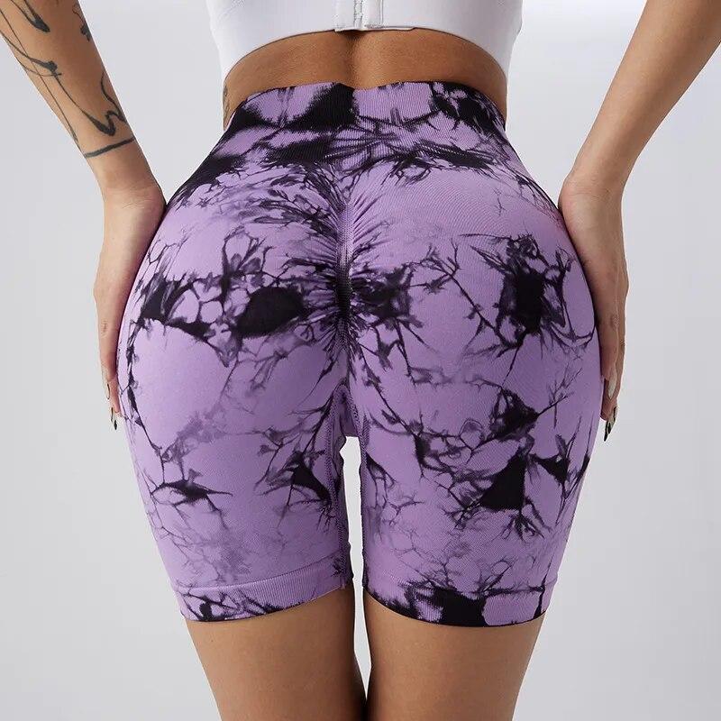 Nahtlose Tie Dye Push Up Yoga Shorts Frauen Elastische Scrunch Hohe Taille Sommer Fitness Workout Laufen Radfahren Sport Gym Fitness Workout Shorts Mujer