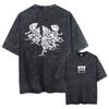 Retro Washed Anime 'JoJo's Bizarre Adventure' Melone Merch T-Shirt, Casual Unisex Loose Vintage Manga Street Style Tee