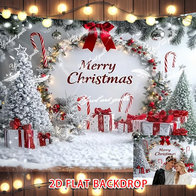 1Pcs White Snowy Red Ornaments Candy Canes Decoration Background Christmas Backdrop Decorations For Photo Studio Booth Party