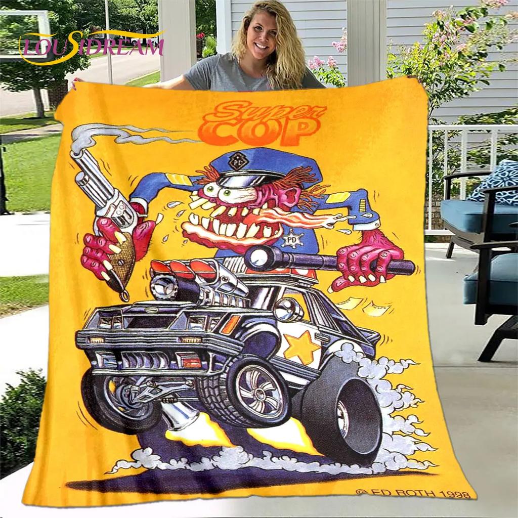 Funny Rat Fink Cartoon Soft Plush Blanket,Flannel Blanket Throw Blanket for Living Room Bedroom Bed Sofa Picnic Cover Bettdecke
