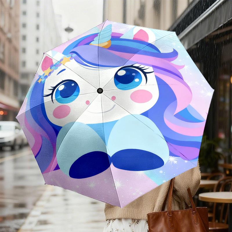 1pc Unicorn Fantasy Pattern Umbrella Design Automatic Opening and Closing Umbrella, High-quality Travel Umbrella, c1128167