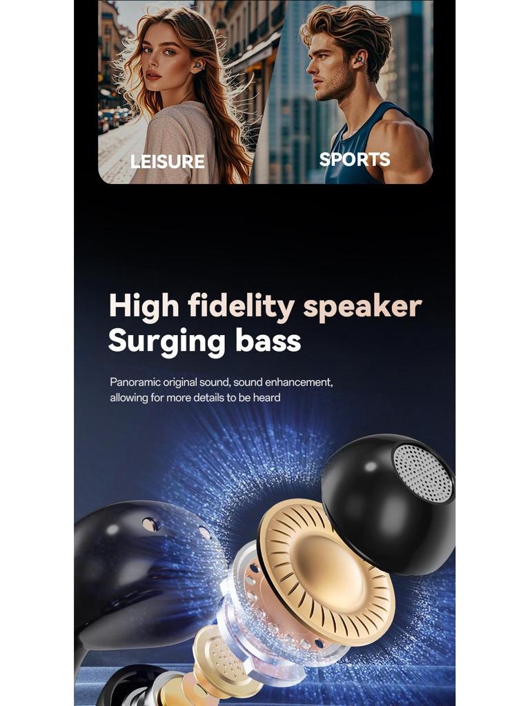 Cross-border AI Wireless Ear Clip Bluetooth Headset with Touch Display and Long Battery Life.