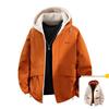 Men's Green Lambswool Hooded Jacket: Double-Sided, Casual, Velvet-Lined, Autumn/Winter Coat.