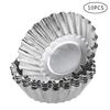 Reusable Non-stick Ripple Egg Tart Mold Aluminum Alloy Flower Shape Cupcake Mold Pudding Jelly Mold Muffin Baking Cup 10pcs/set