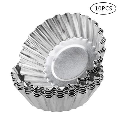 Nieprzywierająca forma do tarty jajecznej wielokrotnego użytku stop aluminium kształt kwiatu foremka na babeczki budyń galaretka formy foremka do pieczenia muffinów 10 sztuk/zestaw
