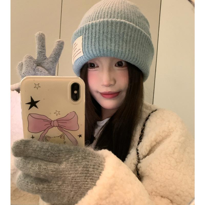 Large Head Circumference Knitted Hat for Women Korean Style Thickened Warm Hooded Hat Showing Face  Small Ear Protection Woolen Hat Trendy